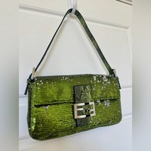 Designer  inspired Green Sequin Shoulder Bag, NEW